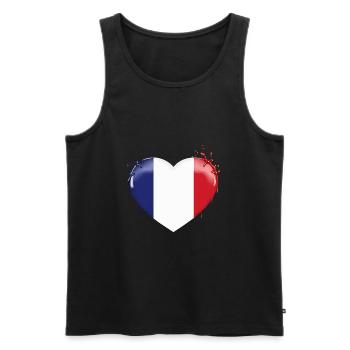 DRAPEAU DE LA FRANCE DRAPEAU COEUR FRANCE - Débardeur bio Premium Homme - noir - Devant - AI Model Male 178 light (178cm)