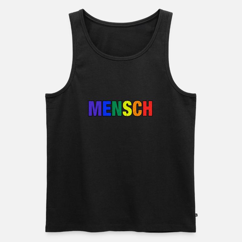 Mensch in Regenbogenfarben - Männer Premium Bio Tank Top - Schwarz