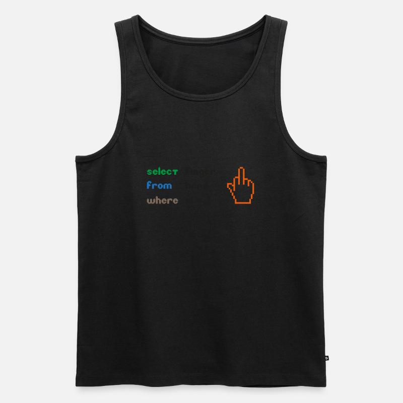 Lustige SQL-Abfrage: 8-Bit-Mittelfinger für Geeks - Männer Premium Bio Tank Top - Schwarz
