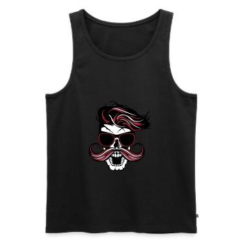 tete de mort hipster fantaisie punk coiffure moust - Männer Premium Bio Tank Top - Schwarz - Vorne - AI Model Male 178 light (178cm)