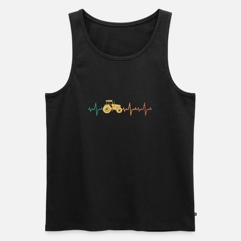 Traktor Herzschlag Retro Farmer - Männer Premium Bio Tank Top - Schwarz
