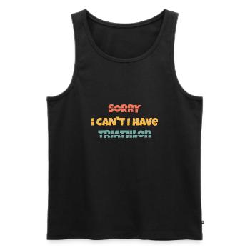 T shirt Sorry I can't i have triathlon - Débardeur bio Premium Homme - noir - Devant - AI Model Male 178 light (178cm)