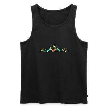 Mountain - Heartbeat - Mountain biking - Men's Premium Organic Tank Top - black - Front - AI Model Male 178 light (178cm)