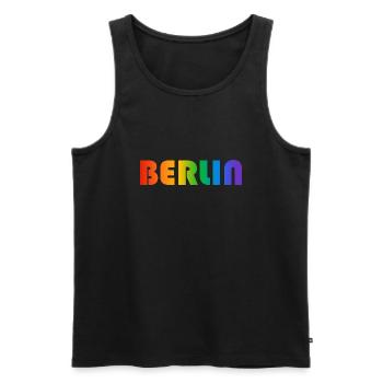 Berliner Regenbogen Text - Männer Premium Bio Tank Top - Schwarz - Vorne - AI Model Male 178 light (178cm)