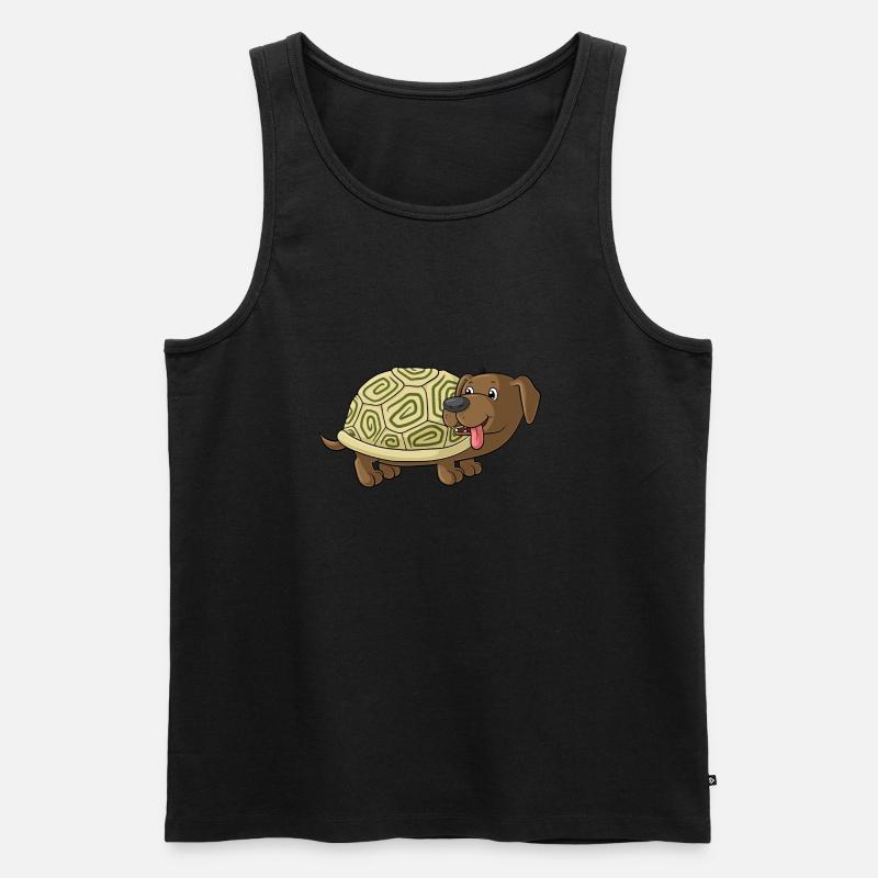 Niedliche Comic Dackelkröte - Männer Premium Bio Tank Top - Schwarz
