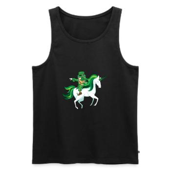 St. Patrick's unicorn dab leprechaun gift funny - Men's Premium Organic Tank Top - black - Front - AI Model Male 178 light (178cm)