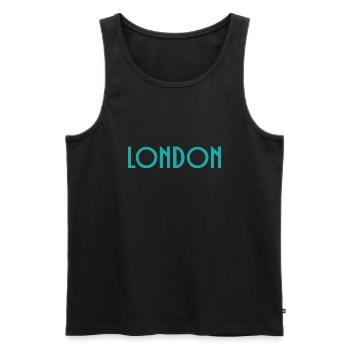 London - Men's Premium Organic Tank Top - black - Front - AI Model Male 178 light (178cm)