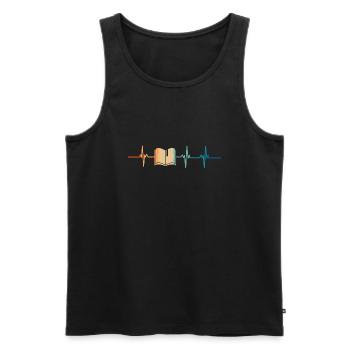 Heartbeat Book - Men's Premium Organic Tank Top - black - Front - AI Model Male 178 light (178cm)