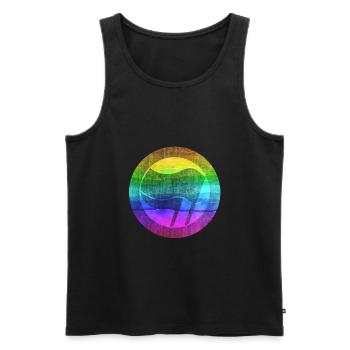 Flag Rainbow against Fascism - Men's Premium Organic Tank Top - black - Front - Michal (187cm)