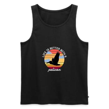 Life is better with a pelican - Men's Premium Organic Tank Top - black - Front - AI Model Male 178 light (178cm)