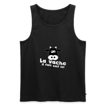 la vache il fait soif ici - Débardeur bio Premium Homme - noir - Devant - Michal (187cm)