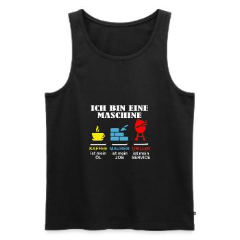 Ich bin eine Maschine Maurer ist mein Job Arbeit - Männer Premium Bio Tank Top - Schwarz - Vorne - AI Model Male 178 light (178cm)