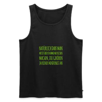 dumme Menschen sind keine Minderheit - Männer Premium Bio Tank Top - Schwarz - Vorne - AI Model Male 178 light (178cm)