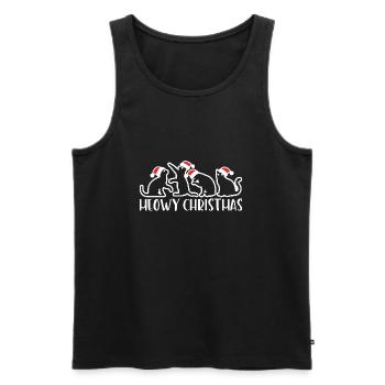 Meowy Christmas Funny Xmas Cat Lovers Gift - Men's Premium Organic Tank Top - black - Front - AI Model Male 178 light (178cm)