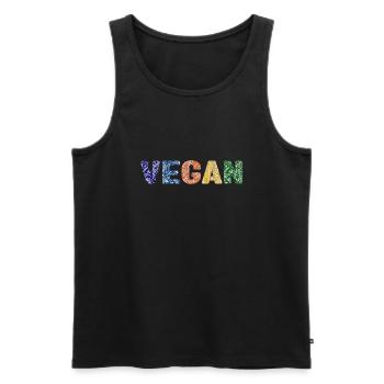Vegan pattern - primary colors - Men's Premium Organic Tank Top - black - Front - AI Model Male 178 light (178cm)