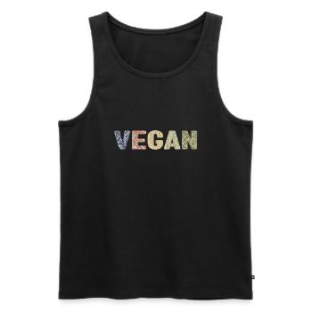 Vegan - botanical pattern - forest color - Men's Premium Organic Tank Top - black - Front - AI Model Male 178 light (178cm)