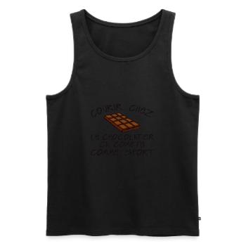citation courir chocolatier sport humour compte ta - Débardeur bio Premium Homme - noir - Devant - Michal (187cm)