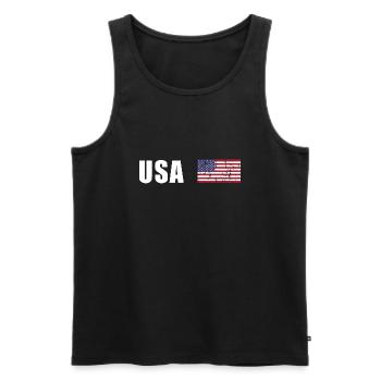 drapeau américain vintage - Débardeur bio Premium Homme - noir - Devant - Michal (187cm)