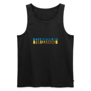 belle journée pour apprendre - Débardeur bio Premium Homme - noir - Devant - AI Model Male 178 light (178cm)