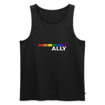 Proud Ally Bars Equality LGBTQ Rainbow Flag Gay - Men's Premium Organic Tank Top - black - Front - Michal (187cm)