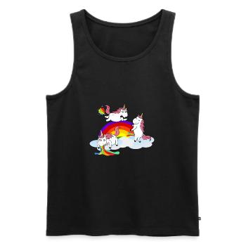 Unicorn peeing Farting puke - Men's Premium Organic Tank Top - black - Front - AI Model Male 178 light (178cm)