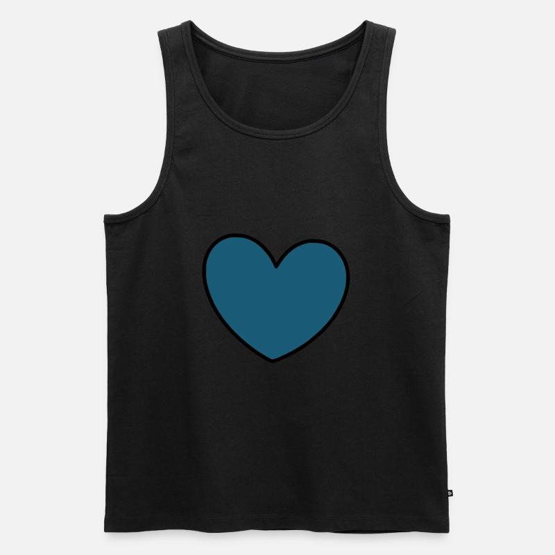 blaues Herz Geschenk - Männer Premium Bio Tank Top - Schwarz