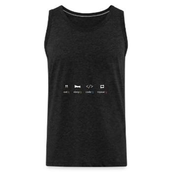 Essen Schlaf-Code wiederholen - Programmierer T-Shirt - Männer Premium Bio Tank Top - Anthrazit - Vorne - Alexander (188cm)
