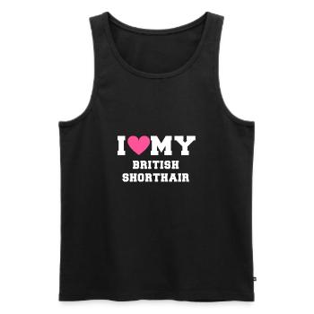 I love my British Shorthair - Männer Premium Bio Tank Top - Schwarz - Vorne - AI Model Male 178 light (178cm)