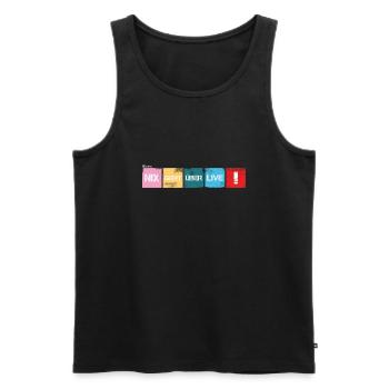 "Nix geht über live!" V2 dunkler Stoff - Männer Premium Bio Tank Top - Schwarz - Vorne - AI Model Male 178 light (178cm)