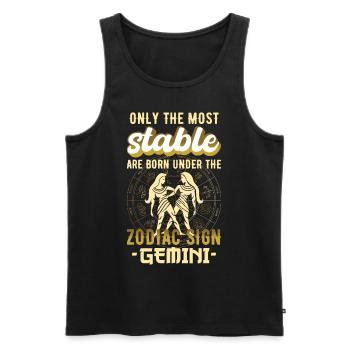 Signe du zodiaque Cadeau astrologique Gémeaux - Débardeur bio Premium Homme - noir - Devant - AI Model Male 178 light (178cm)