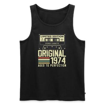 50e Cadeau Anniversaire Style rétro 1974 - Débardeur bio Premium Homme - noir - Devant - Michal (187cm)