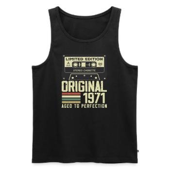 53. Jubiläumsgeschenk im Retro-Stil 1971 - Männer Premium Bio Tank Top - Schwarz - Vorne - Michal (187cm)