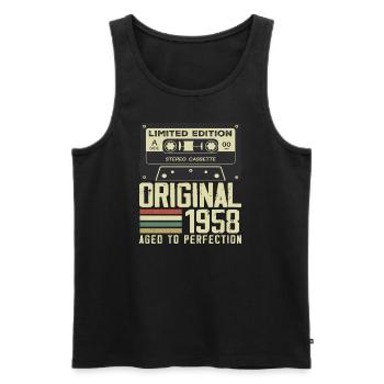 66. Jubiläumsgeschenk im Retro-Stil 1958 - Männer Premium Bio Tank Top - Schwarz - Vorne - Michal (187cm)