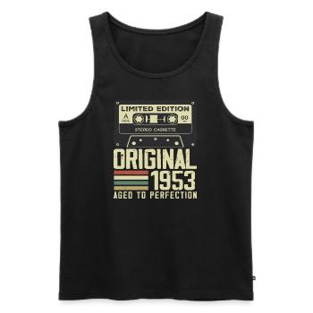 71. Jubiläumsgeschenk im Retro-Stil 1953 - Männer Premium Bio Tank Top - Schwarz - Vorne - Michal (187cm)