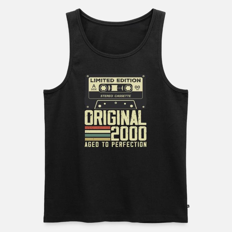 24. Jubiläumsgeschenk im Retro-Stil 2000 - Männer Premium Bio Tank Top - Schwarz