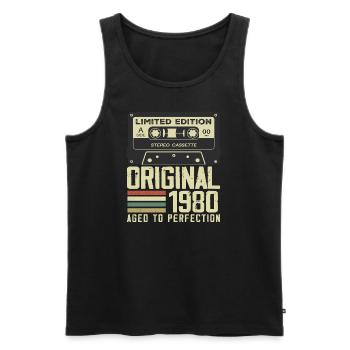 Geschenk zum 44. Jahrestag im Retro-Stil 1980 - Männer Premium Bio Tank Top - Schwarz - Vorne - Michal (187cm)