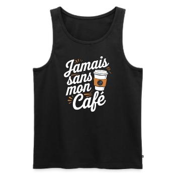 Jamais sans mon café - Débardeur bio Premium Homme - noir - Devant - Michal (187cm)