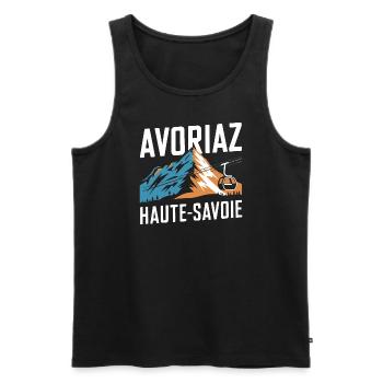 Avoriaz - Haute-Savoie - Débardeur bio Premium Homme - noir - Devant - AI Model Male 178 light (178cm)