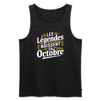 Les légendes naissent en octobre - Débardeur bio Premium Homme - noir - Devant - Michal (187cm)