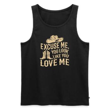 Excuse me you look like you love me - Men's Premium Organic Tank Top - black - Front - Michal (187cm)