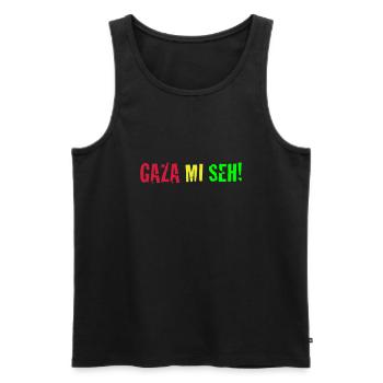 Gaza Mi Seh! - Men's Premium Organic Tank Top - black - Front - AI Model Male 178 light (178cm)