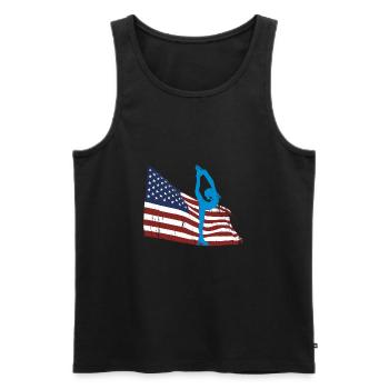 Eiskunstläuferin vor der USA Flagge - Männer Premium Bio Tank Top - Schwarz - Vorne - AI Model Male 178 light (178cm)