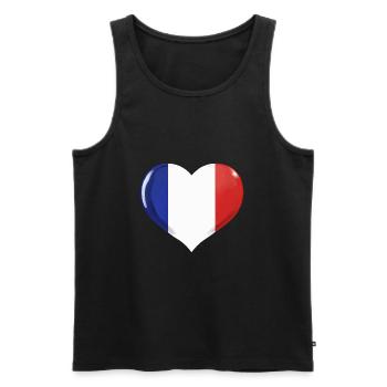 DRAPEAU DE LA FRANCE DRAPEAU COEUR FRANCE - Débardeur bio Premium Homme - noir - Devant - AI Model Male 178 light (178cm)