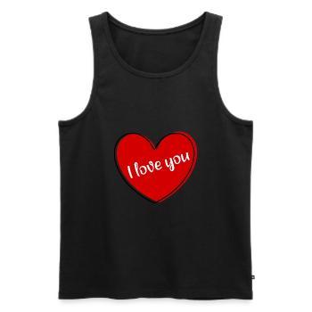rotes Herz rot Herz Geschenk Valentinstag  - Männer Premium Bio Tank Top - Schwarz - Vorne - AI Model Male 178 light (178cm)