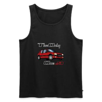 205 1,9 1987 1988 1989 1990 Rouge Vallelunga - Débardeur bio Premium Homme - noir - Devant - AI Model Male 178 light (178cm)