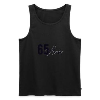 65 Ans - Débardeur bio Premium Homme - noir - Devant - AI Model Male 178 light (178cm)