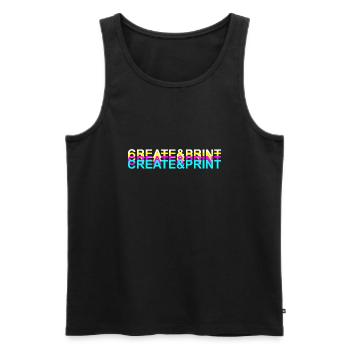 Create & Print (White Text) - Men's Premium Organic Tank Top - black - Front - AI Model Male 178 light (178cm)