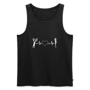Coiffeur Coiffeur Coeur Ciseaux Peigne - Débardeur bio Premium Homme - noir - Devant - AI Model Male 178 light (178cm)