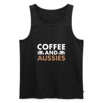 Dog Coffee And Aussie - Men's Premium Organic Tank Top - black - Front - Michal (187cm)
