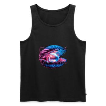 Muschel mit einer Perle für einen Strandmuschel - Männer Premium Bio Tank Top - Schwarz - Vorne - AI Model Male 178 light (178cm)